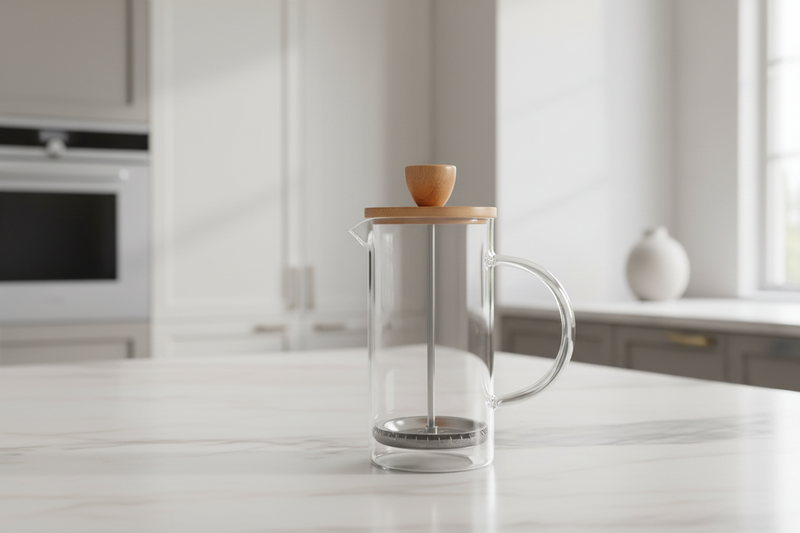 Cafeteira Prensa Francesa Borossilicato E Tampa Bambu 600ml Wolff