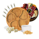 Kit Petisqueira Redonda Para Frios Queijo Com Molheira Ramekin e Garfinhos para Petiscos