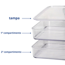 Porta Frios Presunto Queijo Kit Acrílico Resistente Duplex Duplo Com Tampa Hermético Empilhável