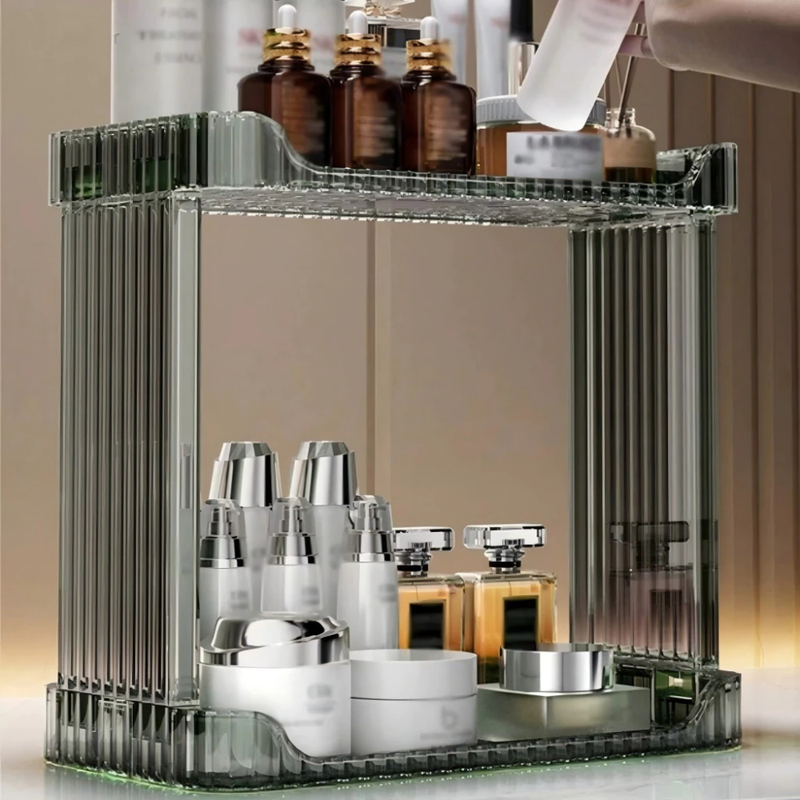 Organizador de Banheiro 2 Camadas – Prateleira Acrílica para Maquiagem e Cosméticos