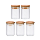 Kit Potes de Vidro Herméticos com Tampa de Bambu 250ml