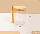 Kit 2 Pote de Vidro Hermético com Tampa de Bambu 10x8,5cm - 450ml